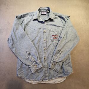 Hard Rock Cafe Nashville Denim Button Up Shirt Mens Sz L Embroidered
